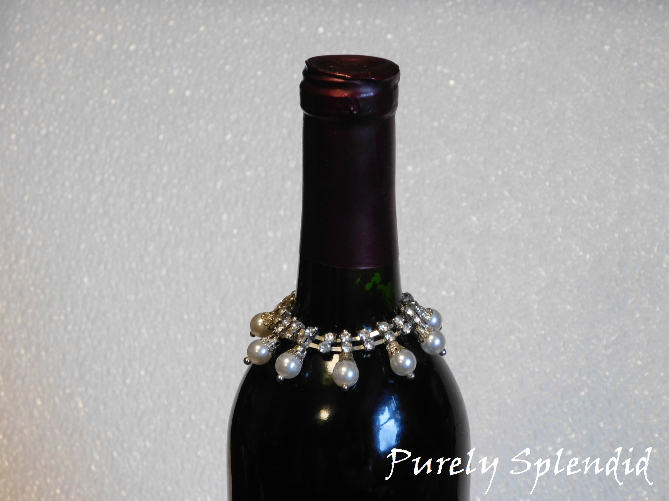 Pearl and Rhinestone Wine Bottle Bling Necklace