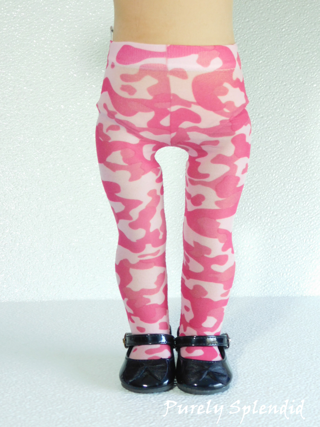Pink camo tights for 18 inch dolls - American made nylon spandex camouflage hose