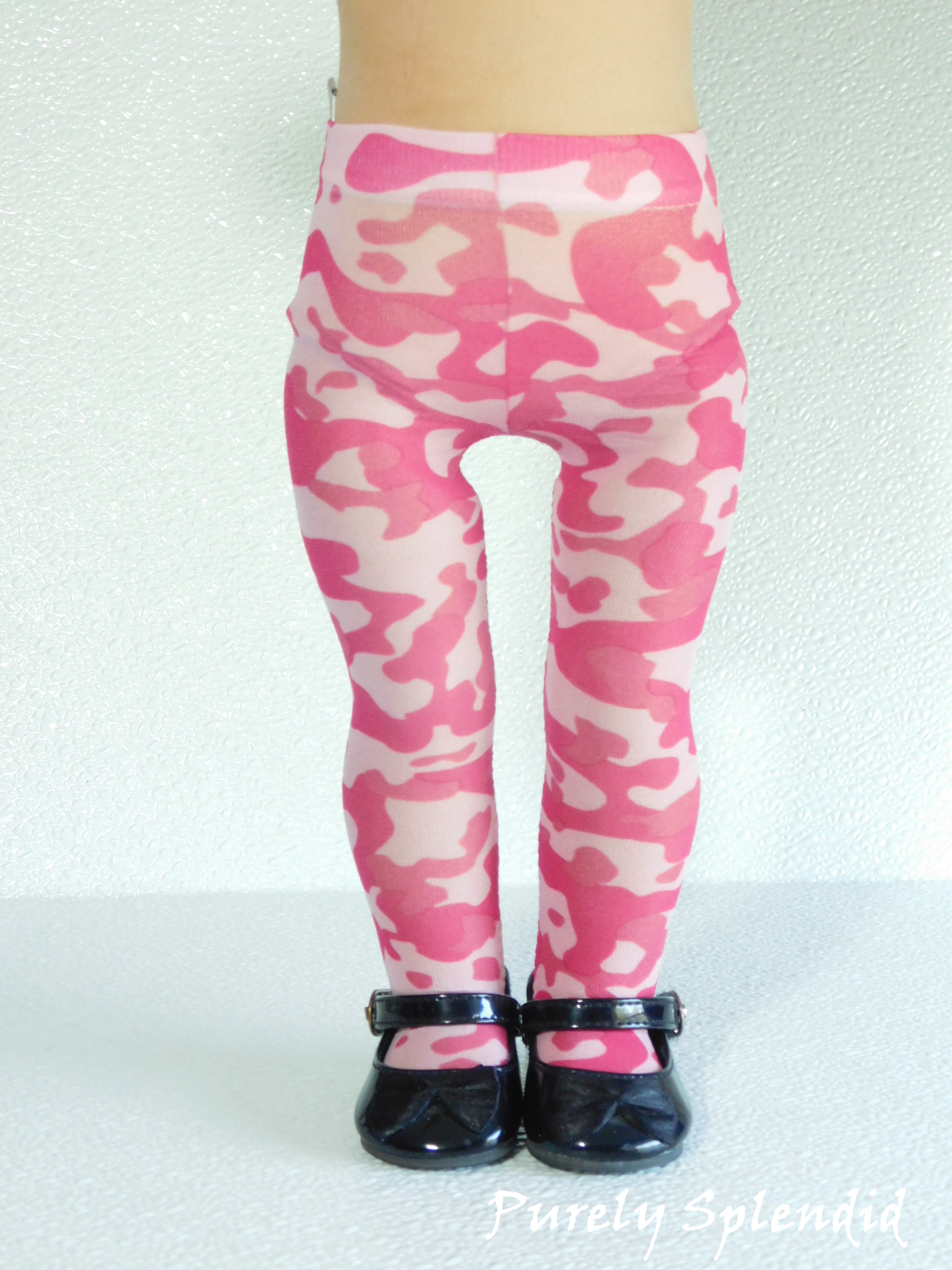 Pink camo tights for 18 inch dolls - American made nylon spandex camouflage hose