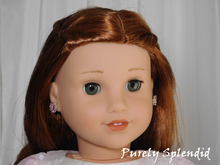 Load image into Gallery viewer, 18 inch doll shown wearing the Pink Shimmer 2mm Studs
