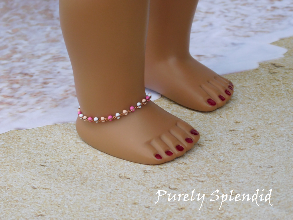Ankle Bracelet shown on an 18 inch doll who has a 4 3/8" ankle