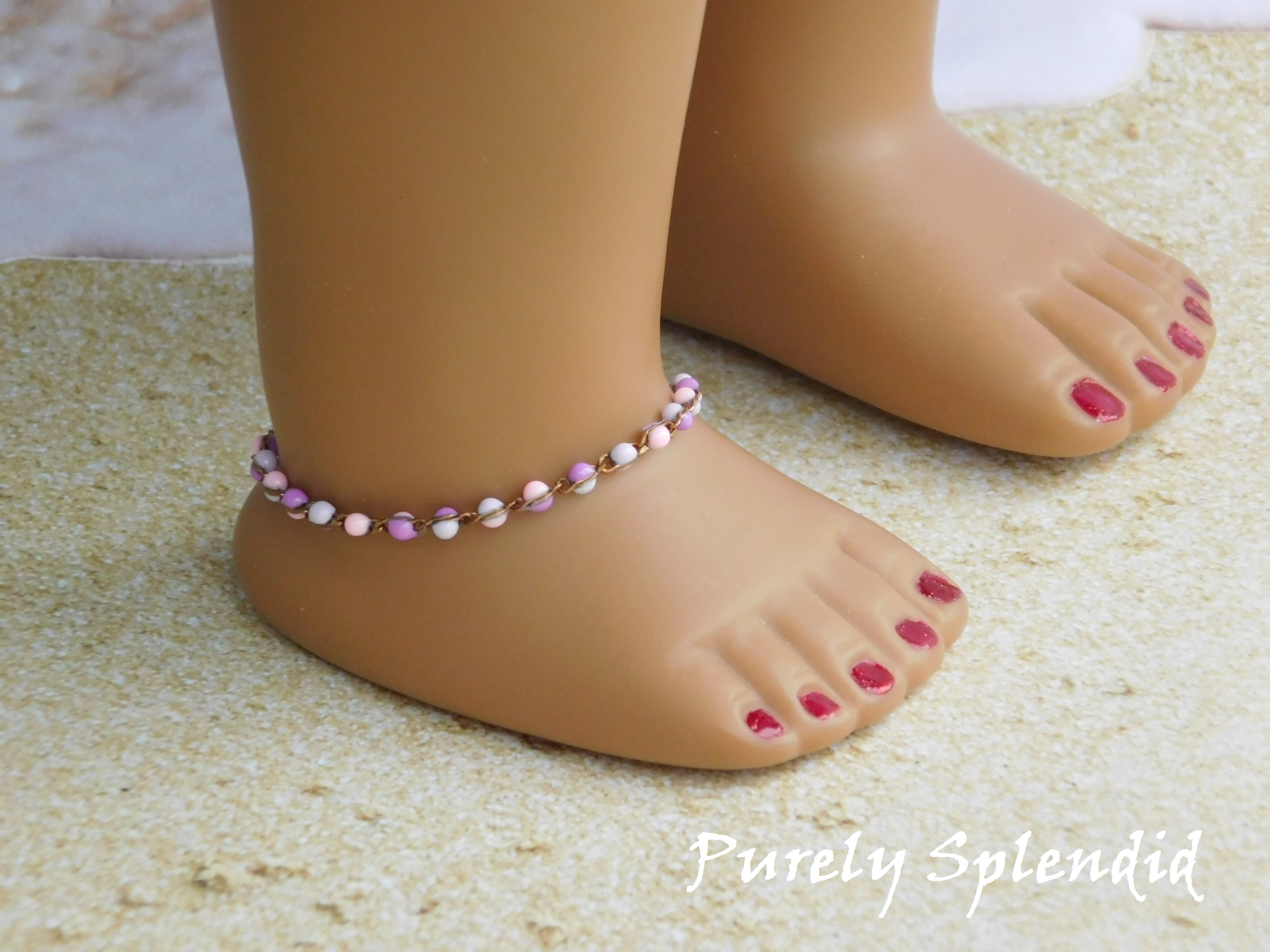 Ankle Bracelet shown on an 18 inch doll who has a 4 3/8" ankle