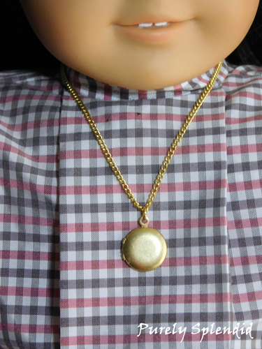 Round Gold Locket worn by an 18 inch doll