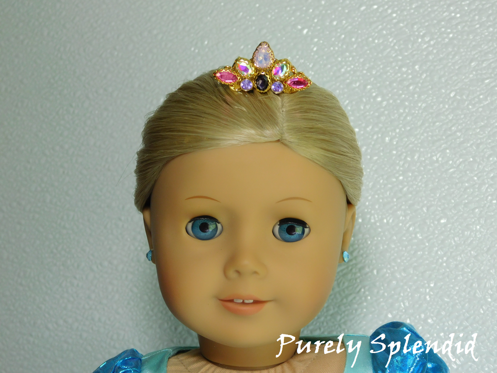 Rapunzel Mini Crown shown on an 18 inch doll