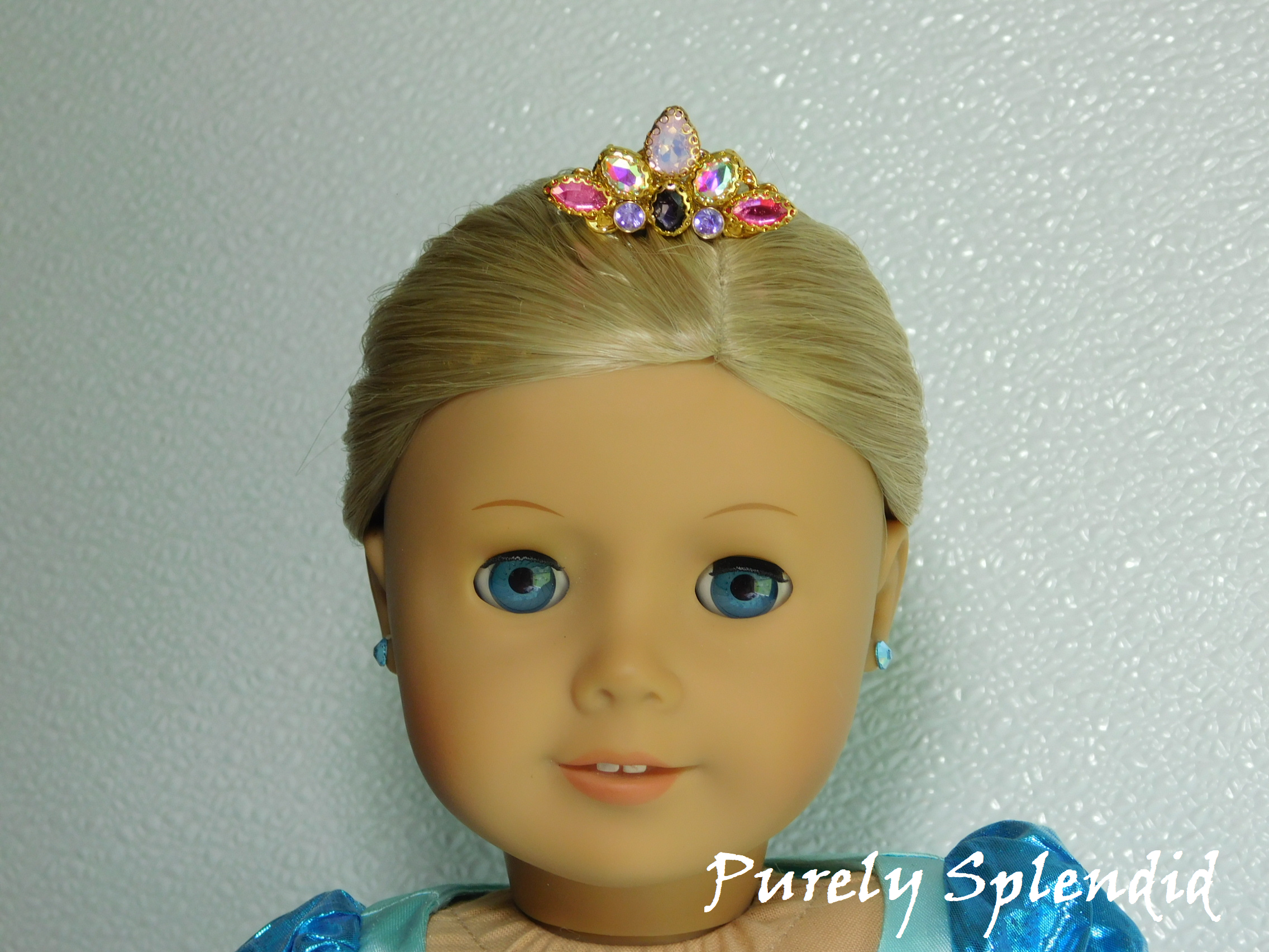 Rapunzel Mini Crown shown on an 18 inch doll