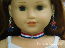 Load image into Gallery viewer, 18 inch doll shown wearing Red White and Blue Choker Necklace
