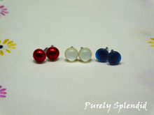 Load image into Gallery viewer, 8mm Red White and Blue Stud Earrings for dolls

