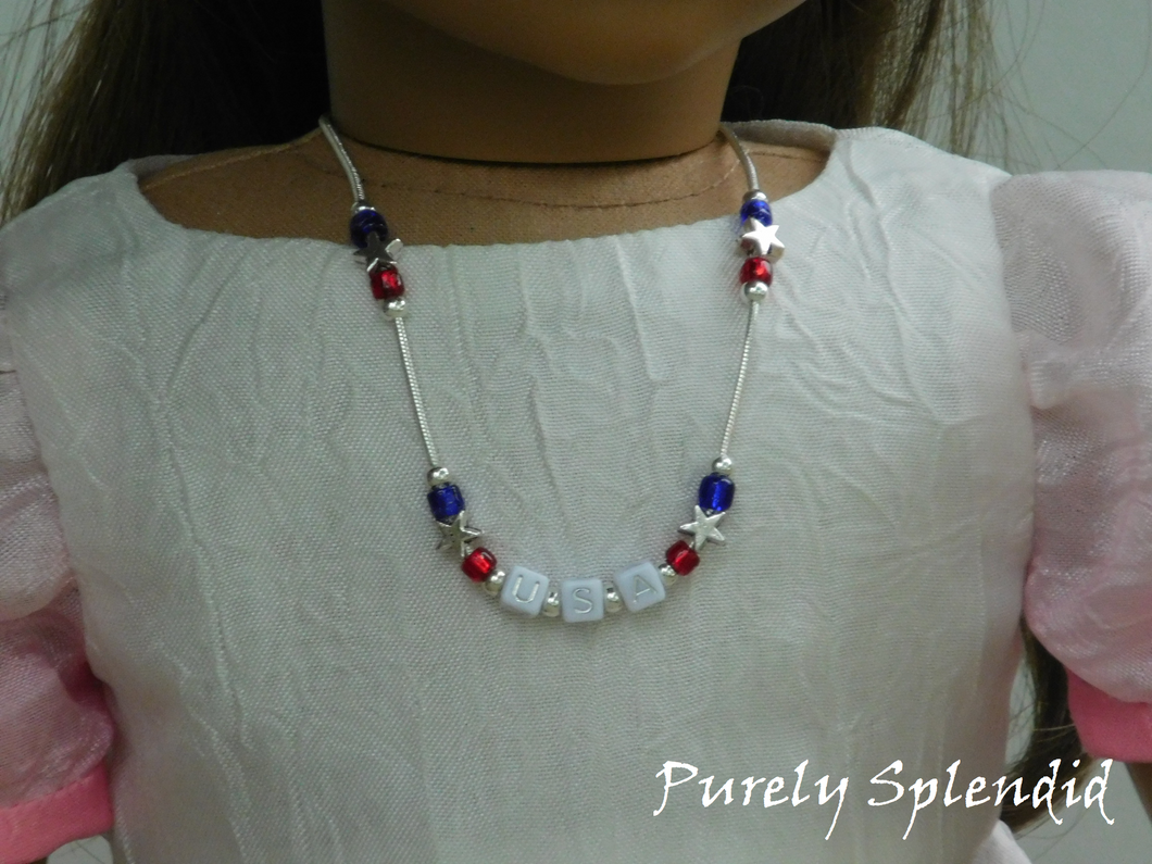Red White and Blue USA Necklace