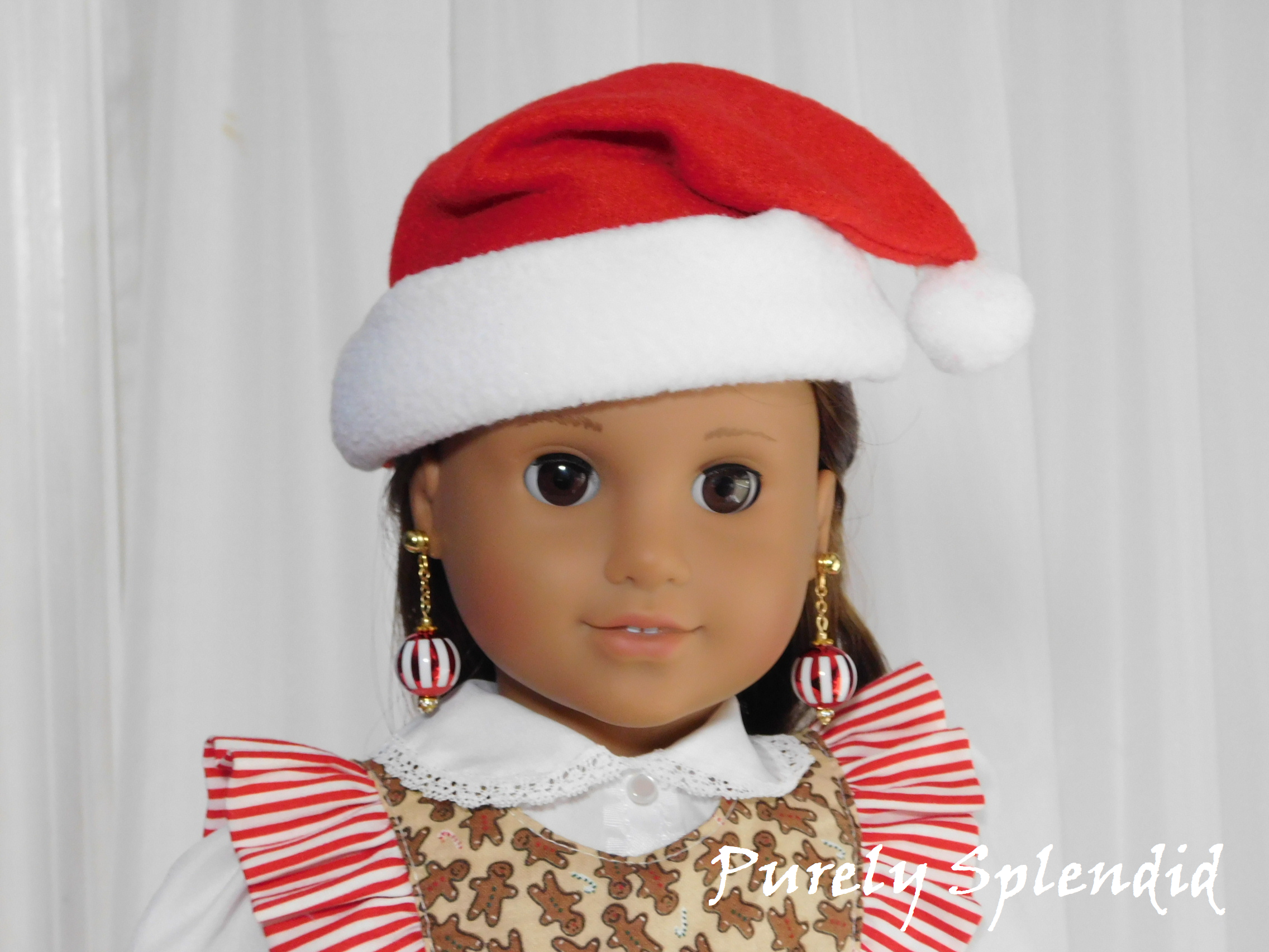 festive red and white ornament earrings for dolls