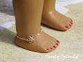 18 inch doll shown wearing her Rose Gold Flower Anklet. Fits dolls with a 4 3/8" ankle