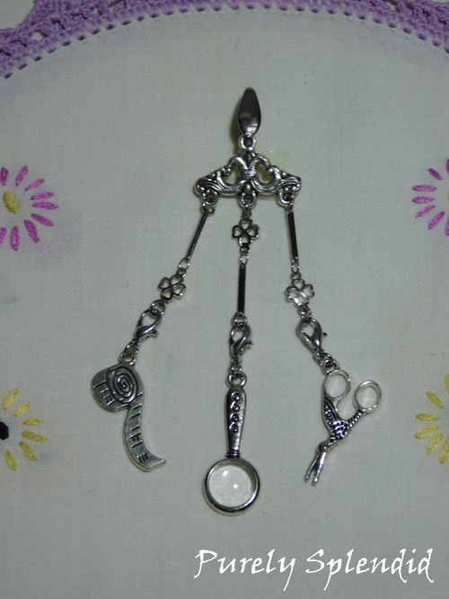 Practical sewing chatelaine for 18 inch girl dolls - Victorian waist jewelry | Purely Splendid
