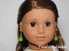 Load image into Gallery viewer, light green shamrock earrings for 18 inch dolls
