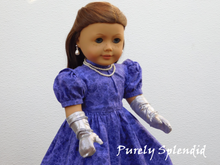 Load image into Gallery viewer, 18 inch doll shown wearing a pair of Silver Shimmer Gloves
