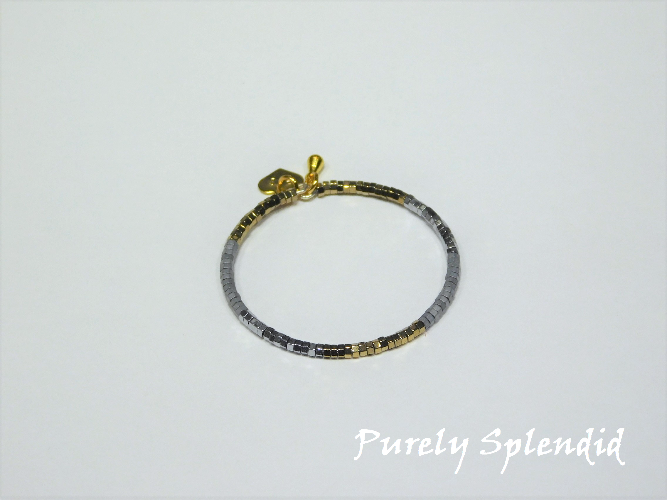 Silver and gold stacking bracelet with sparkling micro beads for 18 inch girl doll | American made | Purely Splendid