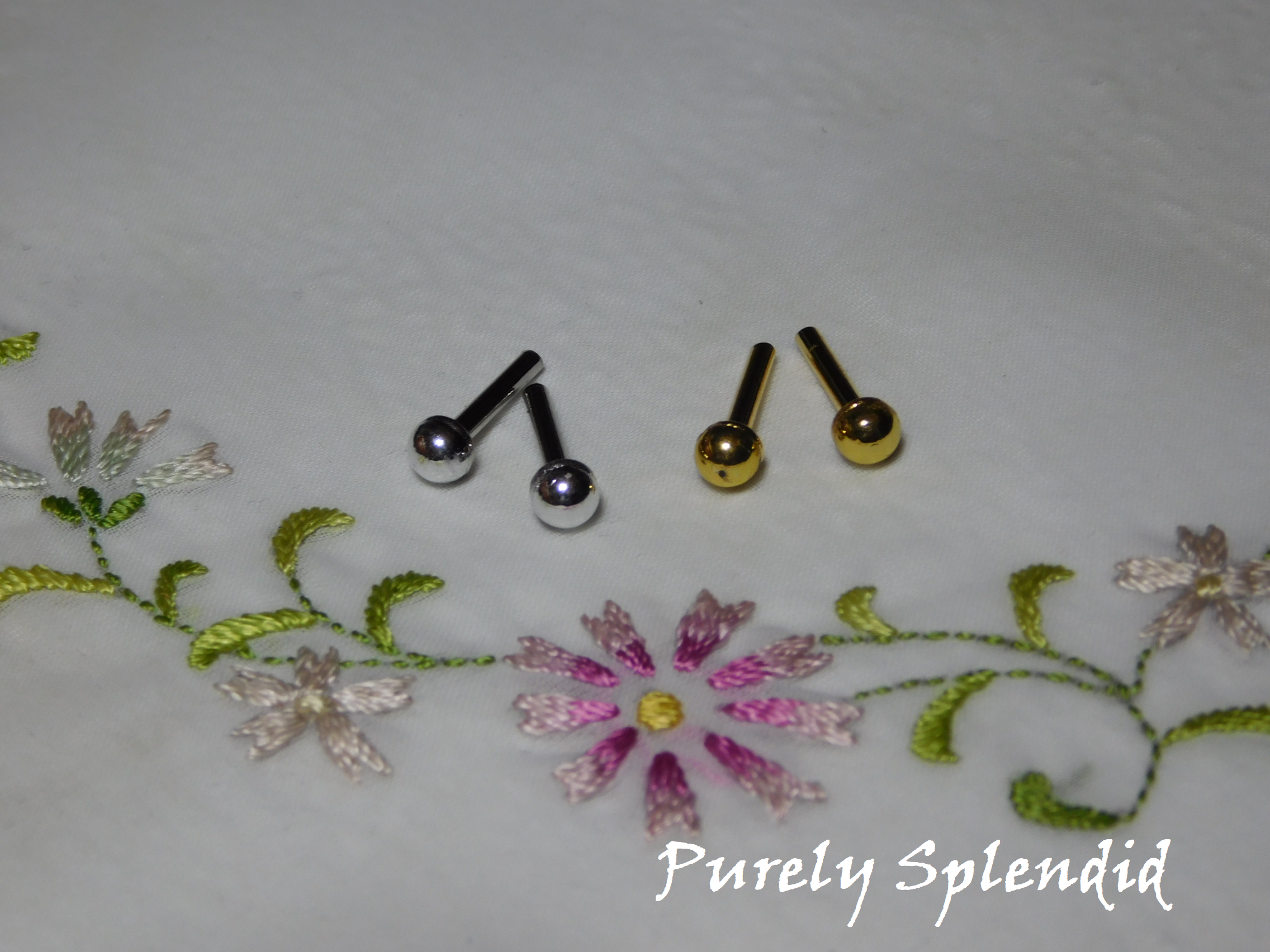 Small Classic Silver and Gold 2mm Studs for 18 inch dolls - compatible with bunny earrings