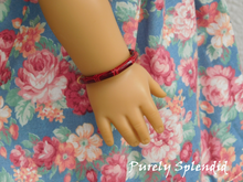 Load image into Gallery viewer, Red Faux Snakeskin Bracelet shown worn by an 18 inch doll
