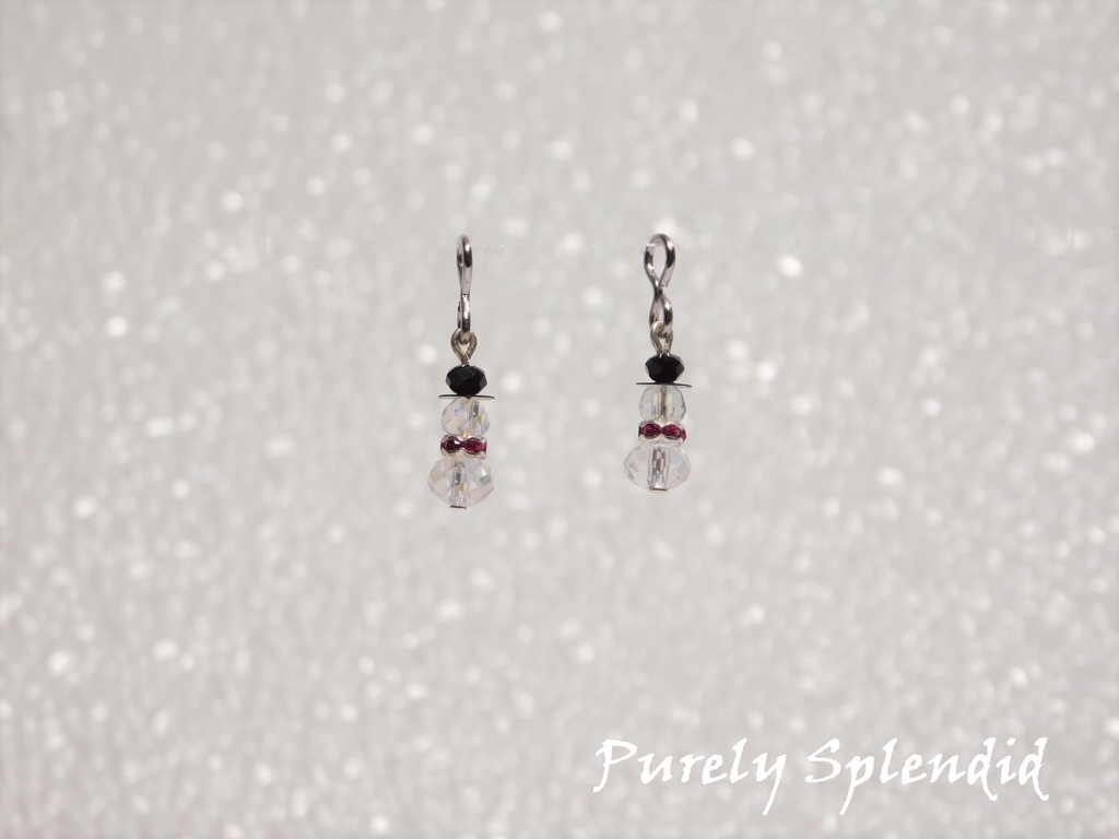 crystal snowmen earrings