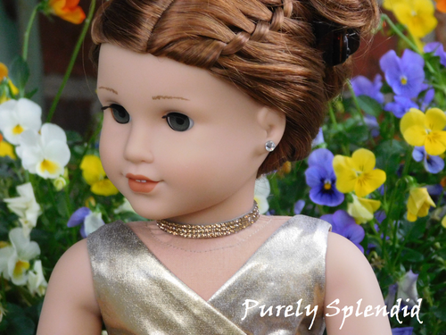 Three rows of sparkling gold rhinestones make up this Sparkling Gold Rhinestone Choker Necklace