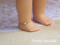 18 inch doll with a 4 3/8" ankle shown wearing a Sparkling Gold Star Ankle Bracelet