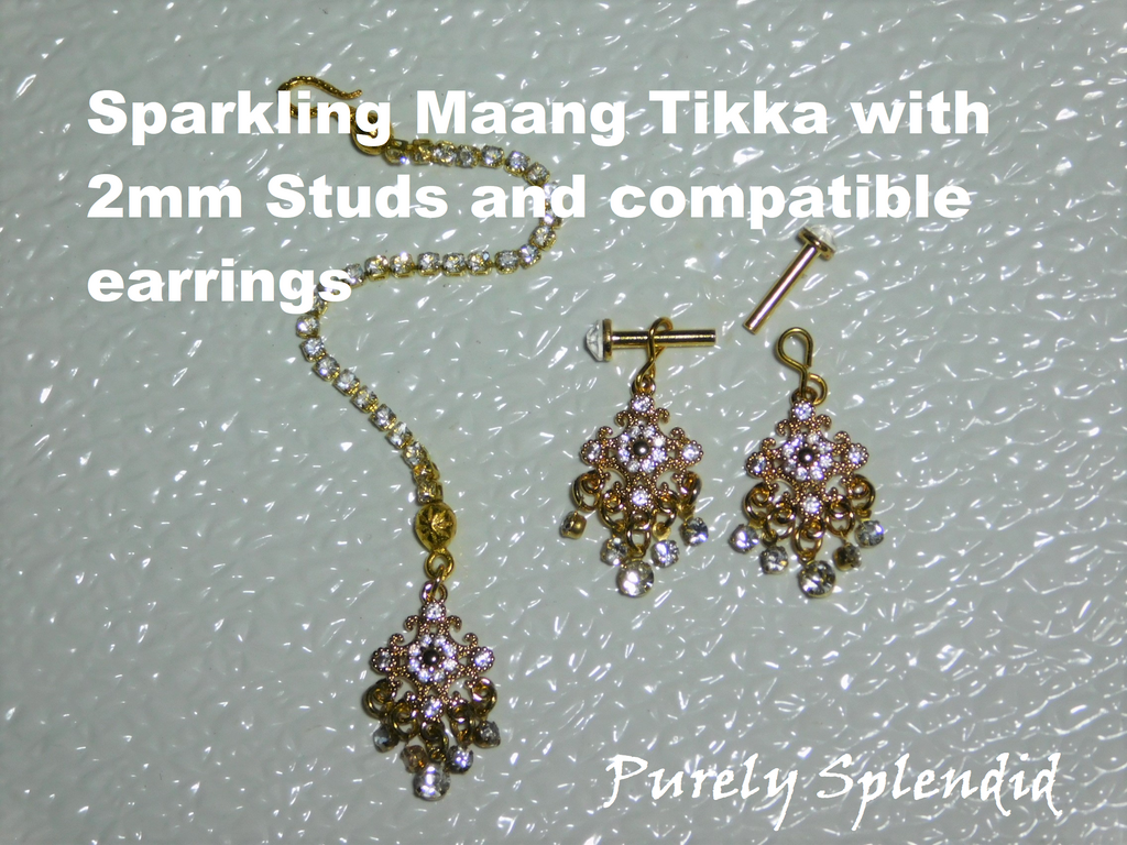 Sparkling Crystal Maang Tikka and Earrings