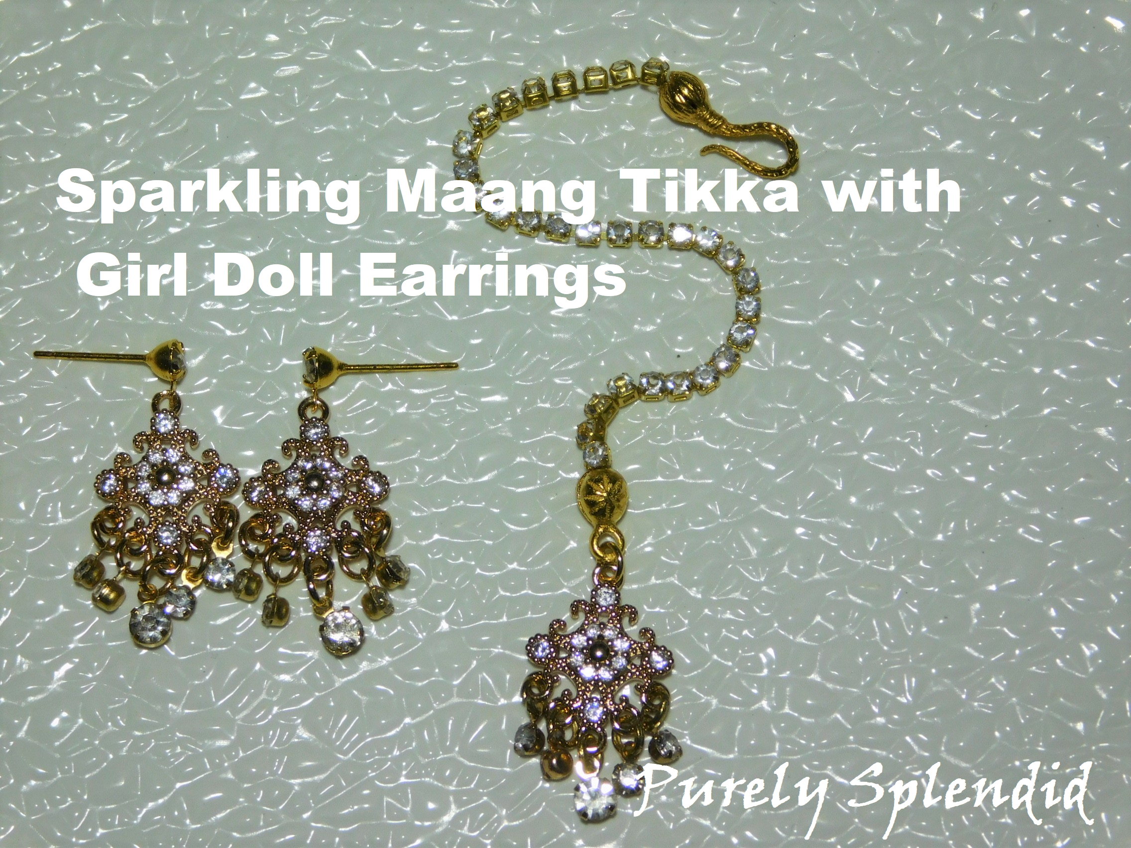 Sparkling Crystal Maang Tikka and Earrings