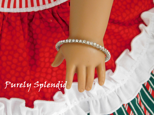 18 inch doll shown wearing a Silver Sparkling Stacking Bracelet