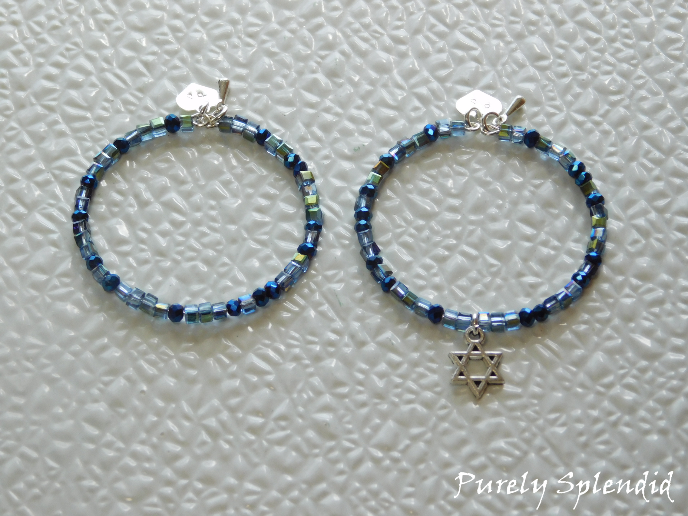 Sparkling Blue Stacking Bracelet with or without Charm