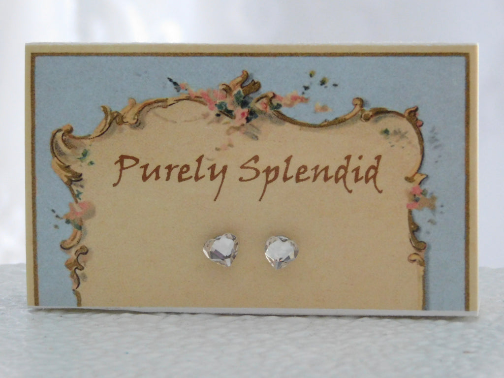 Crystal heart stud earrings for 18 inch girl doll
