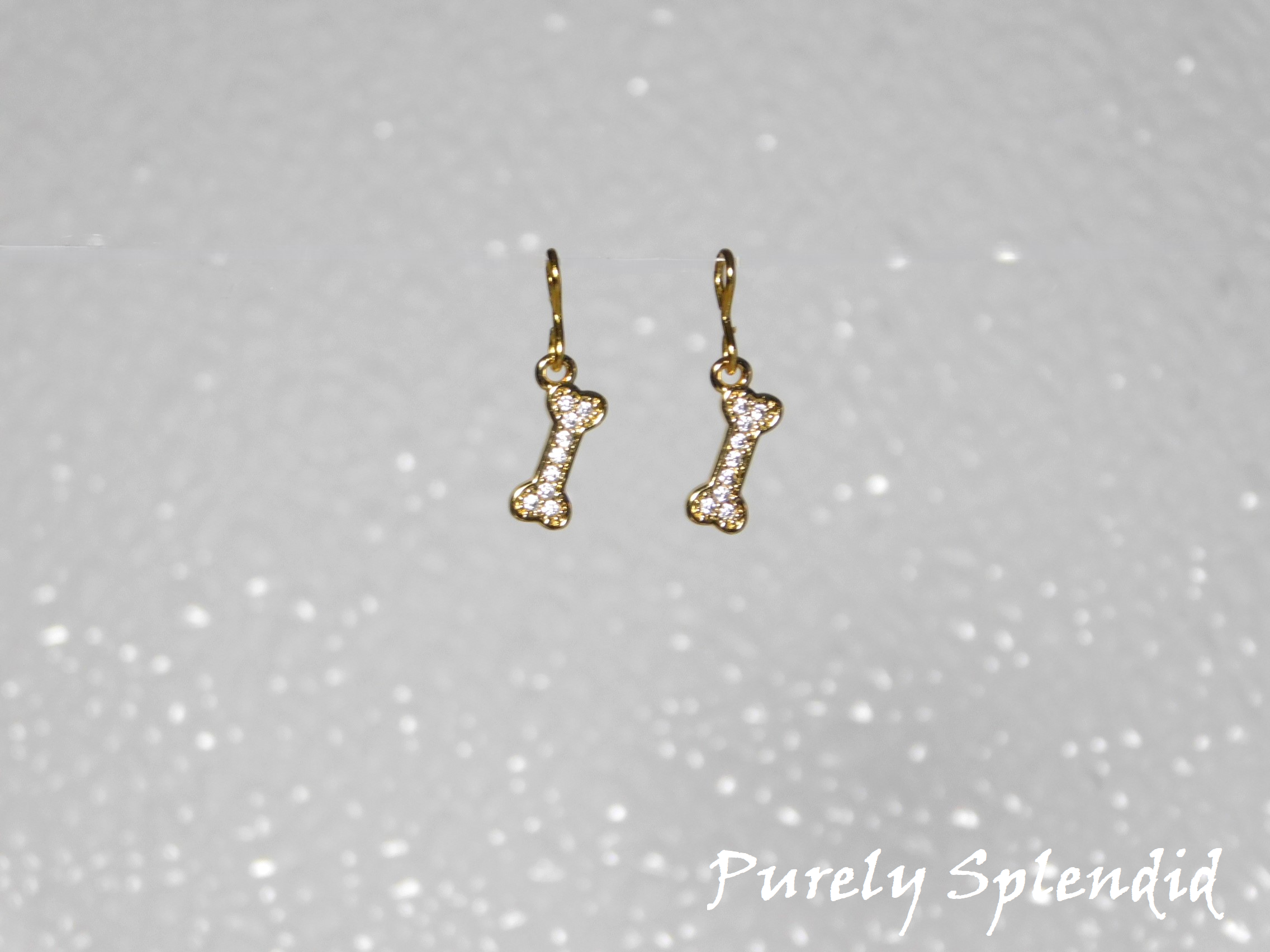 sparkling dog bone earring dangles