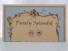 Load image into Gallery viewer, Pink Sparkling Heart Studs for dolls who wear 2mm studs
