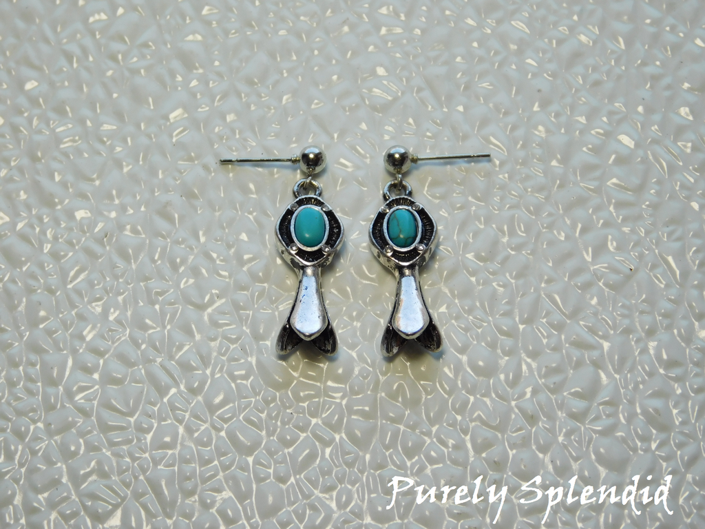 18 inch doll wearing squash blossom girl doll earrings - American made Southwestern jewelry
