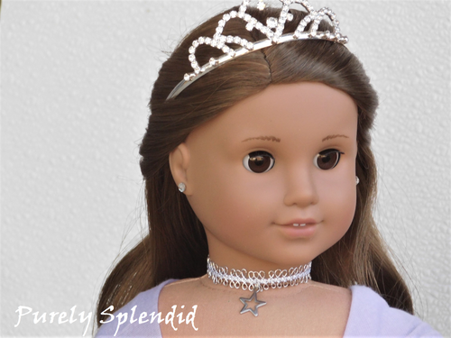 Siver metalic choker with silver open star charm