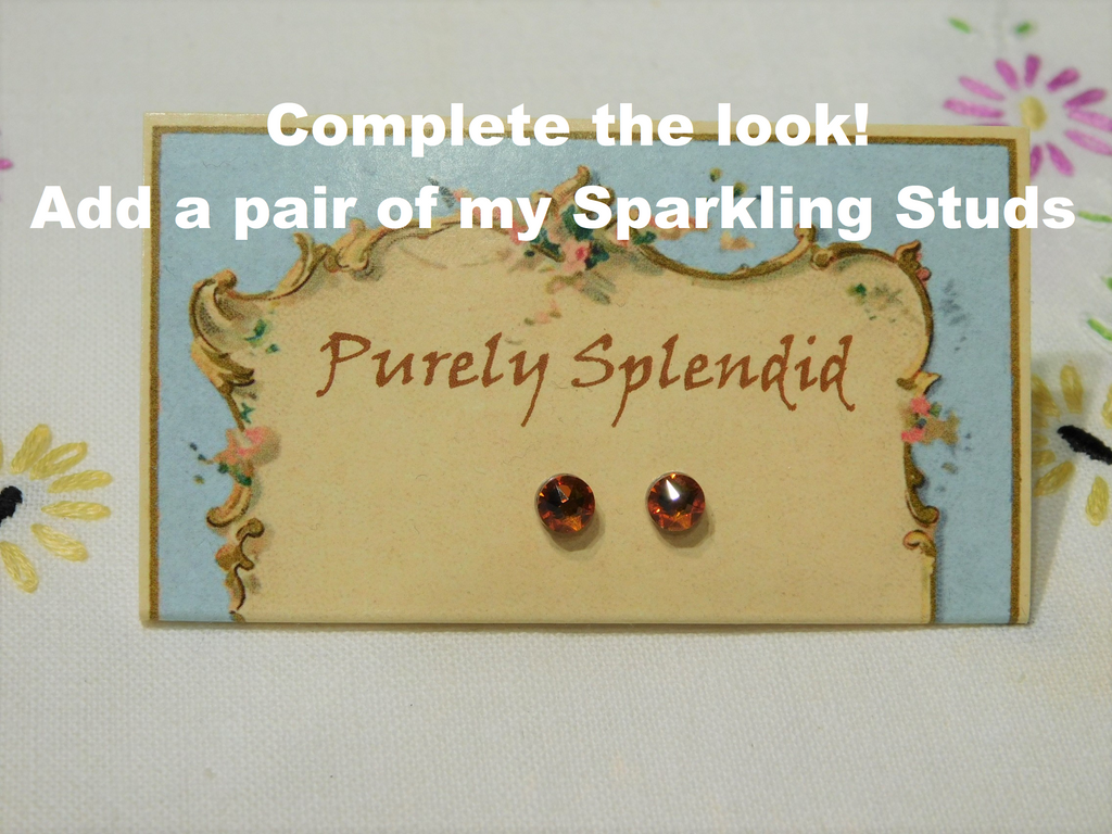 Complete the look! Add a pair of my Super Sparkling Tangerine Studs for dolls who wear 2mm stud earrings