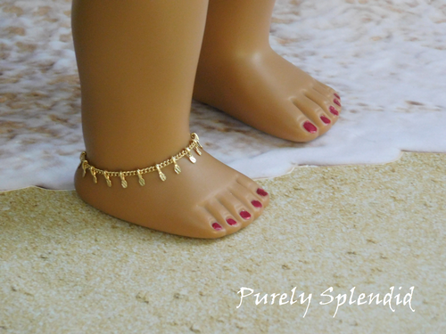 Trendy Ankle Bracelet shown on an 18 inch doll who has a 4 3/8