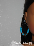18 inch doll shown wearing a pair of Turquoise and Silver Hoop Earrings along with a pair of Small Silver Classic Studs