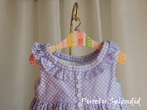 Set of three yellow and pink striped fabric covered hangers for 18 inch girl doll closet
American made | Purely Splendid