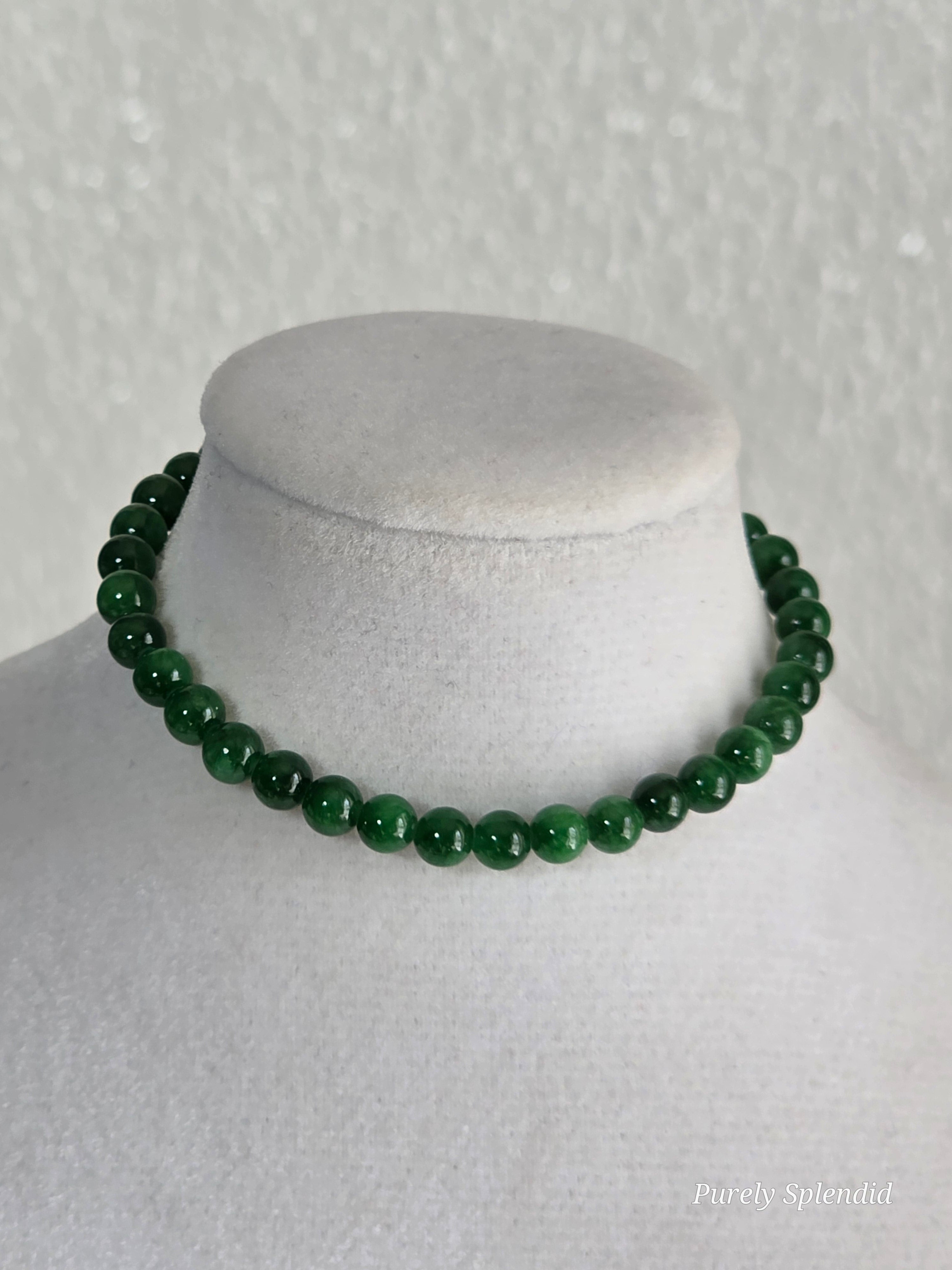 Jade - dark green color beaded choker necklace for dolls