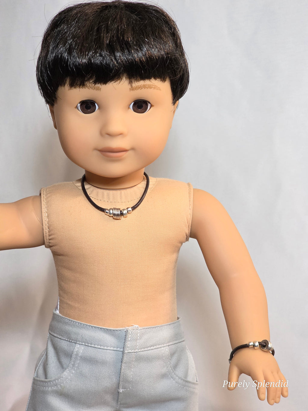 American made boy doll jewelry set consisting of a necklace and matching bracelet / Purely Splendid