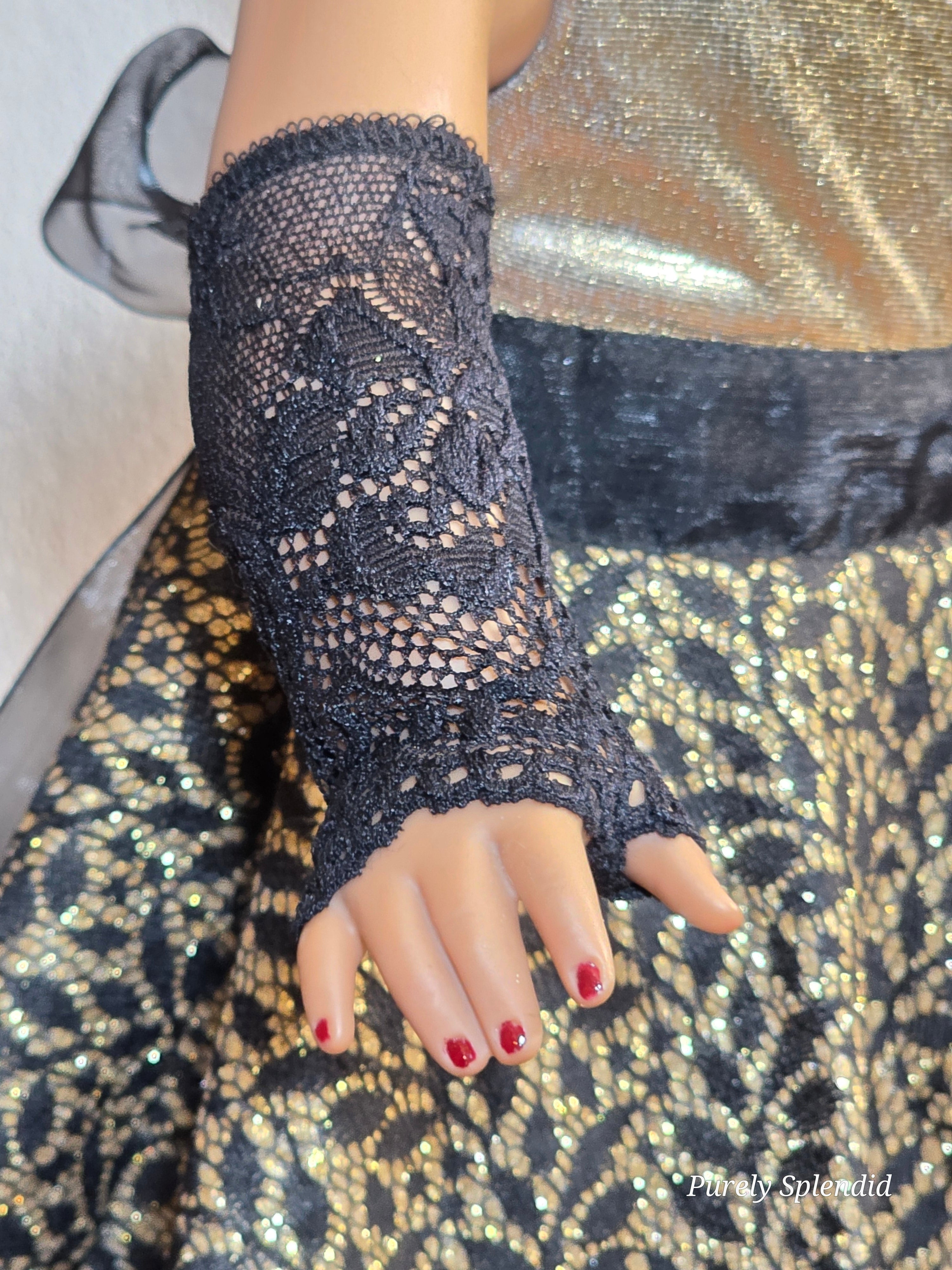 Lacy Black Fingerless Gloves