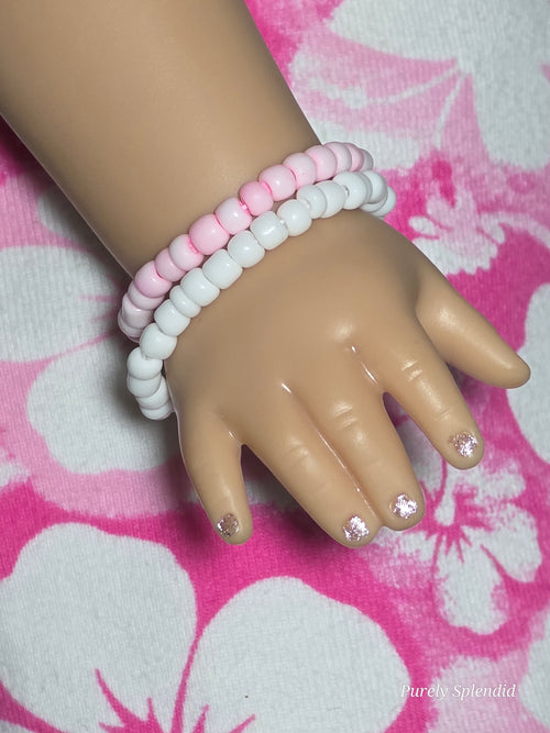 Beach Bracelets for 18 Inch Girl Dolls - Pink and White Coastal Summer Jewelry | Purely Splendid
