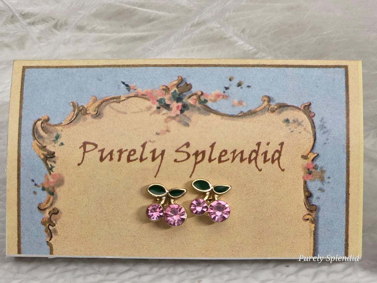 American made Sparkling Cherry 2mm Studs for girl dolls / Purely Splendid