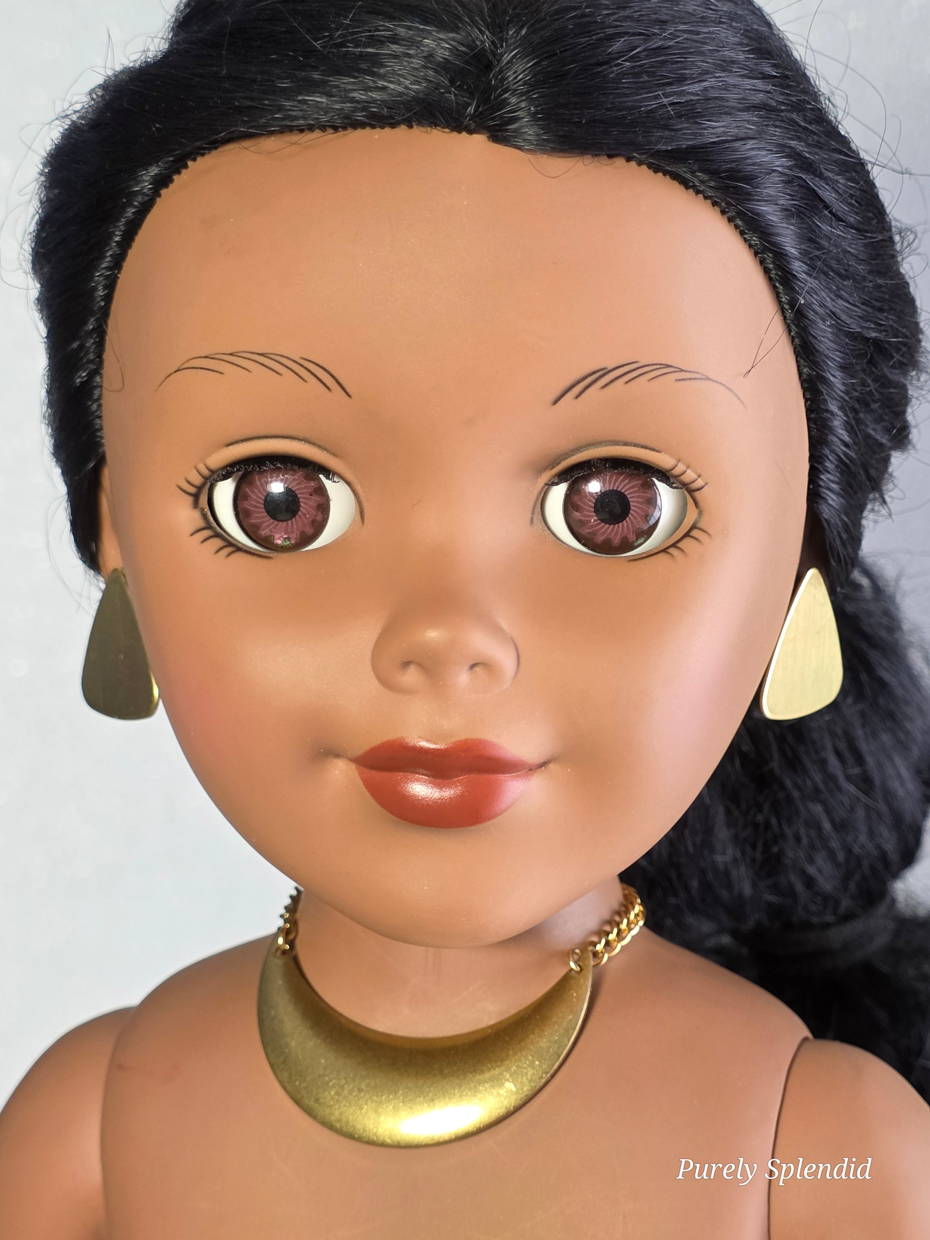 18 inch doll wearing Jasmine statement necklace and earrings