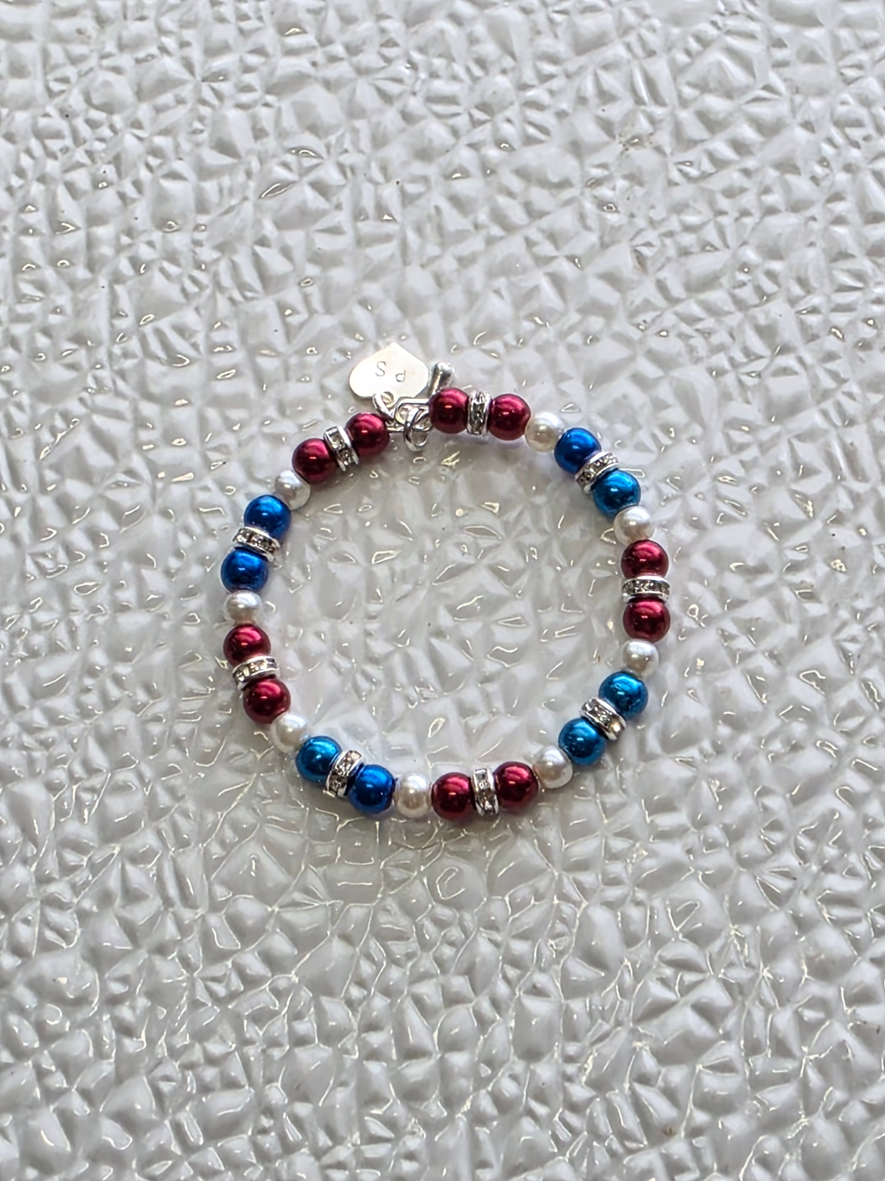 Red White and Blue Sparkling Stacking Bracelet for 18 inch dolls / American made / Purely Splendid