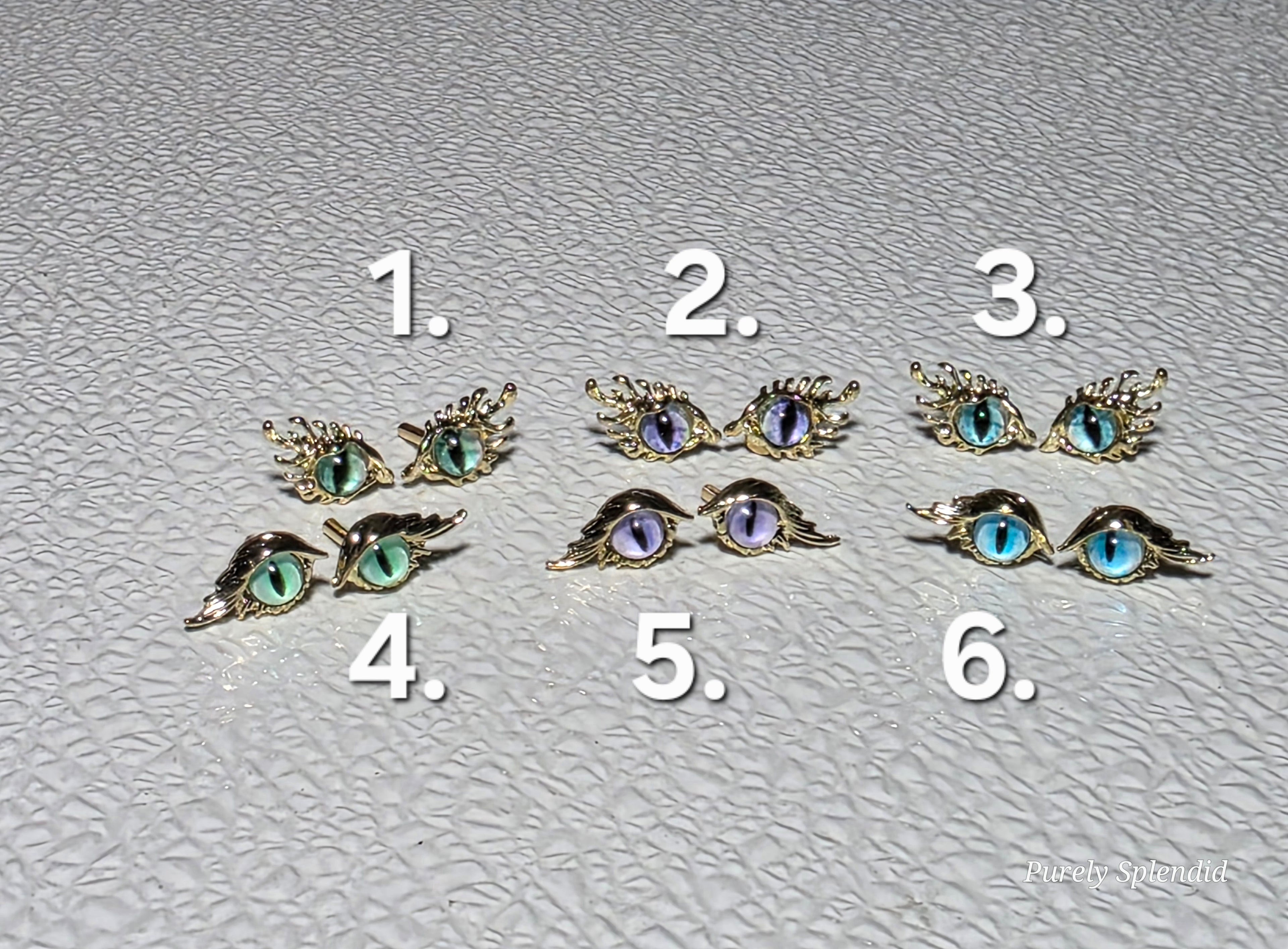 six pairs of eye studs for dolls choice of lashes and eye color