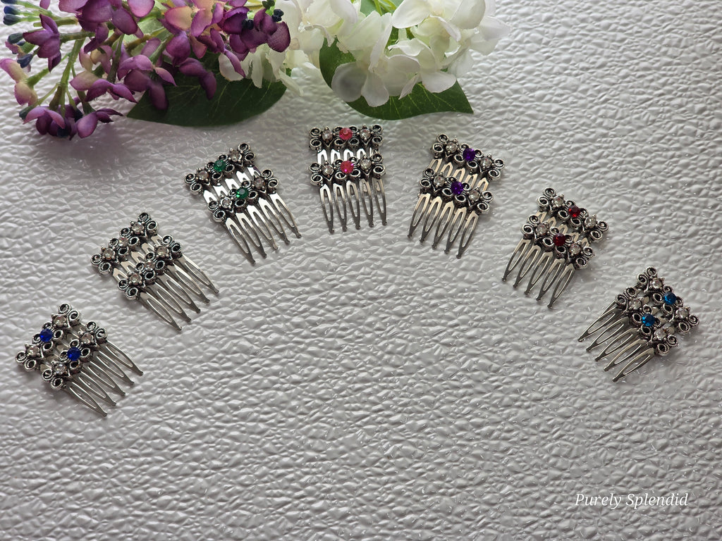 Sparkling Silver Hair Combs for dolls in 7 colors