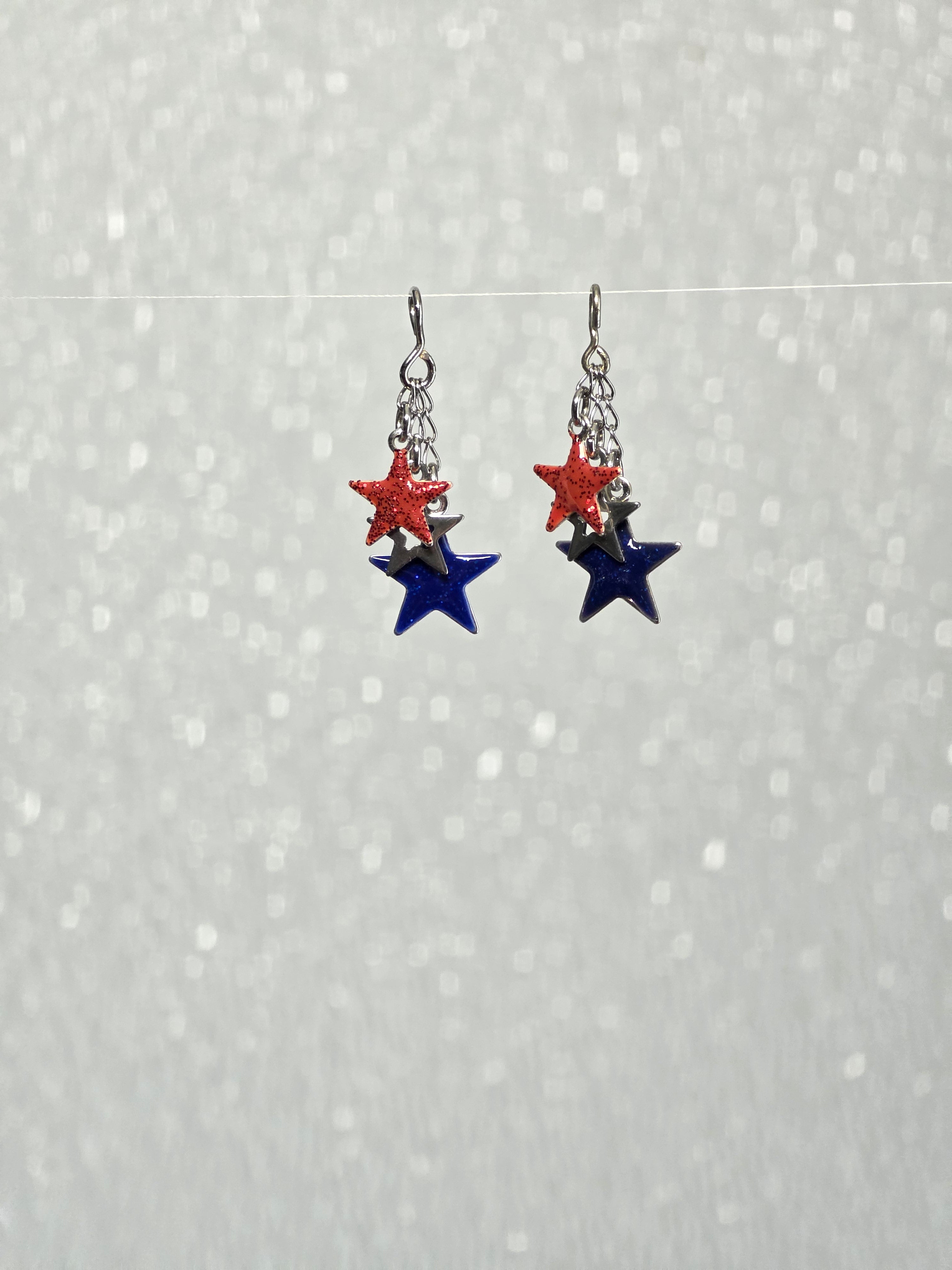 Patriotic Cascading Stars Earrings for 18 inch dolls American made / Purely Splendid