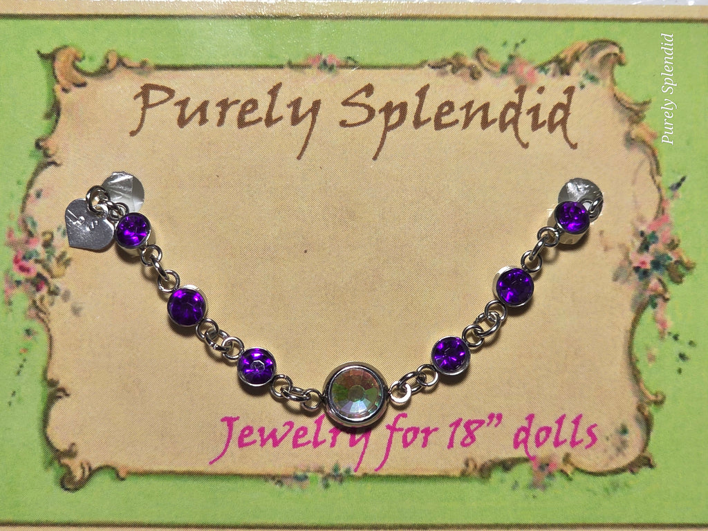 Large Aurora Borealis center stone with Dark Purple stone surrounding it