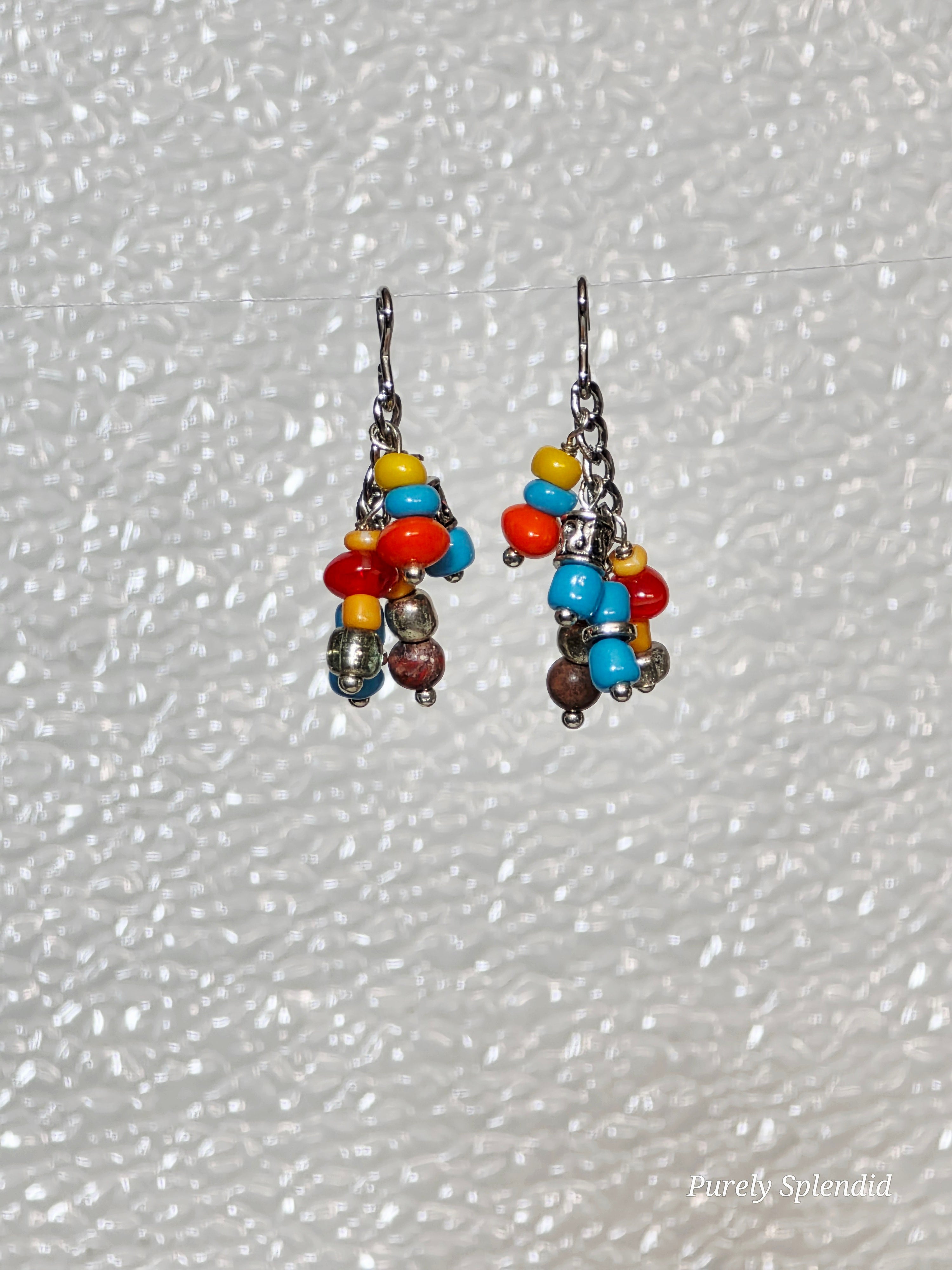 Colorful Beaded Tribal Earrings / American made / Purely Splendid