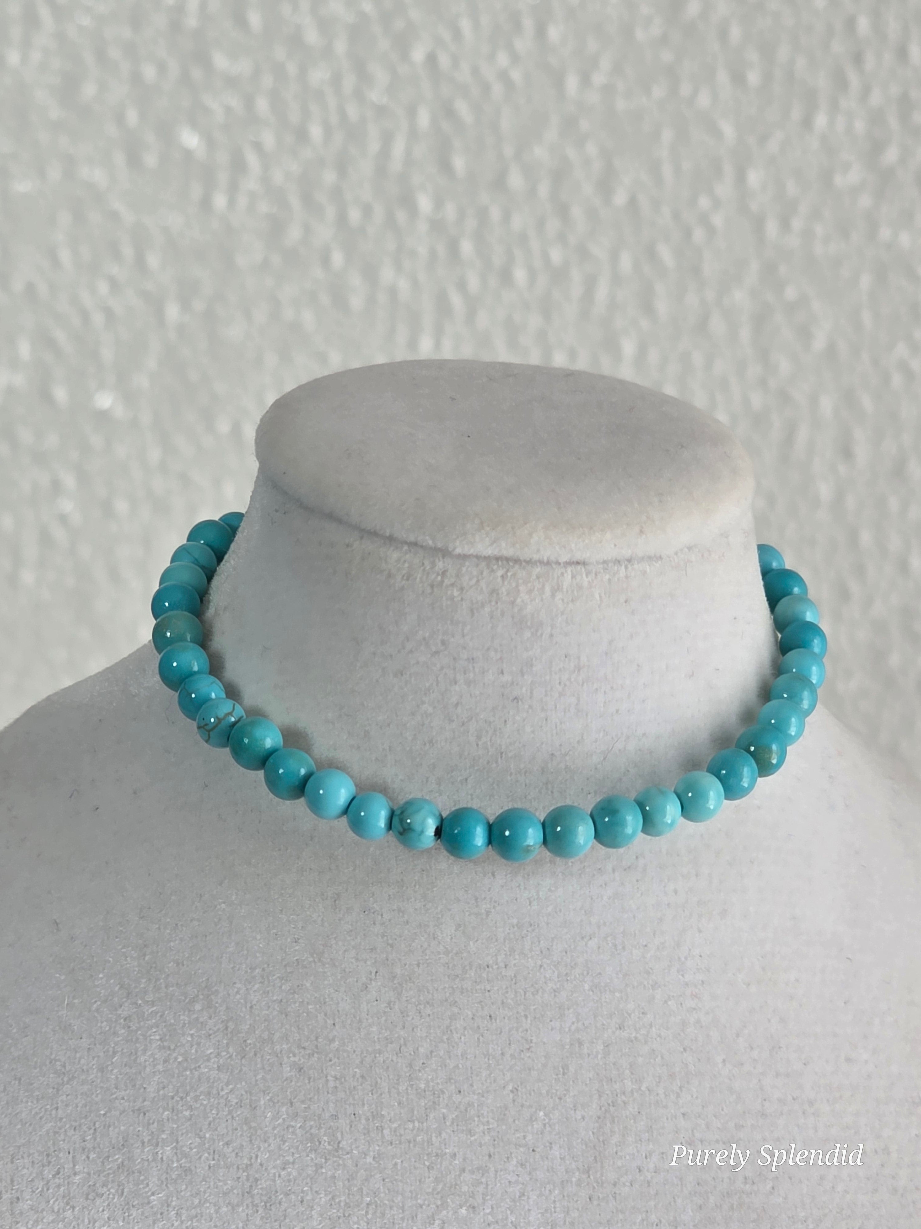 Turquoise beaded choker necklace for dolls