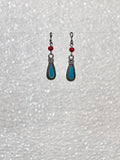 Southwestern style earrings - red, turquoise and silver drop earrings for 18 inch dolls / American made / Purely Splendid